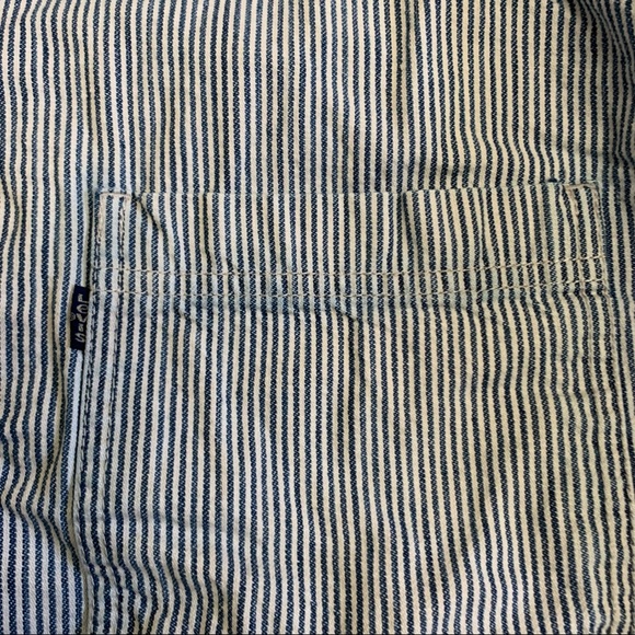 Vintage Levi’s Classic Workers Shirt Shacket Hickory Striped Rinse Button Up - Picture 9 of 12